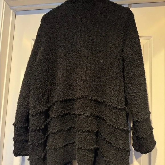 Cozy Black Women's Sweater - Barefoot Dreams Cozychic L - Picture 6 of 7